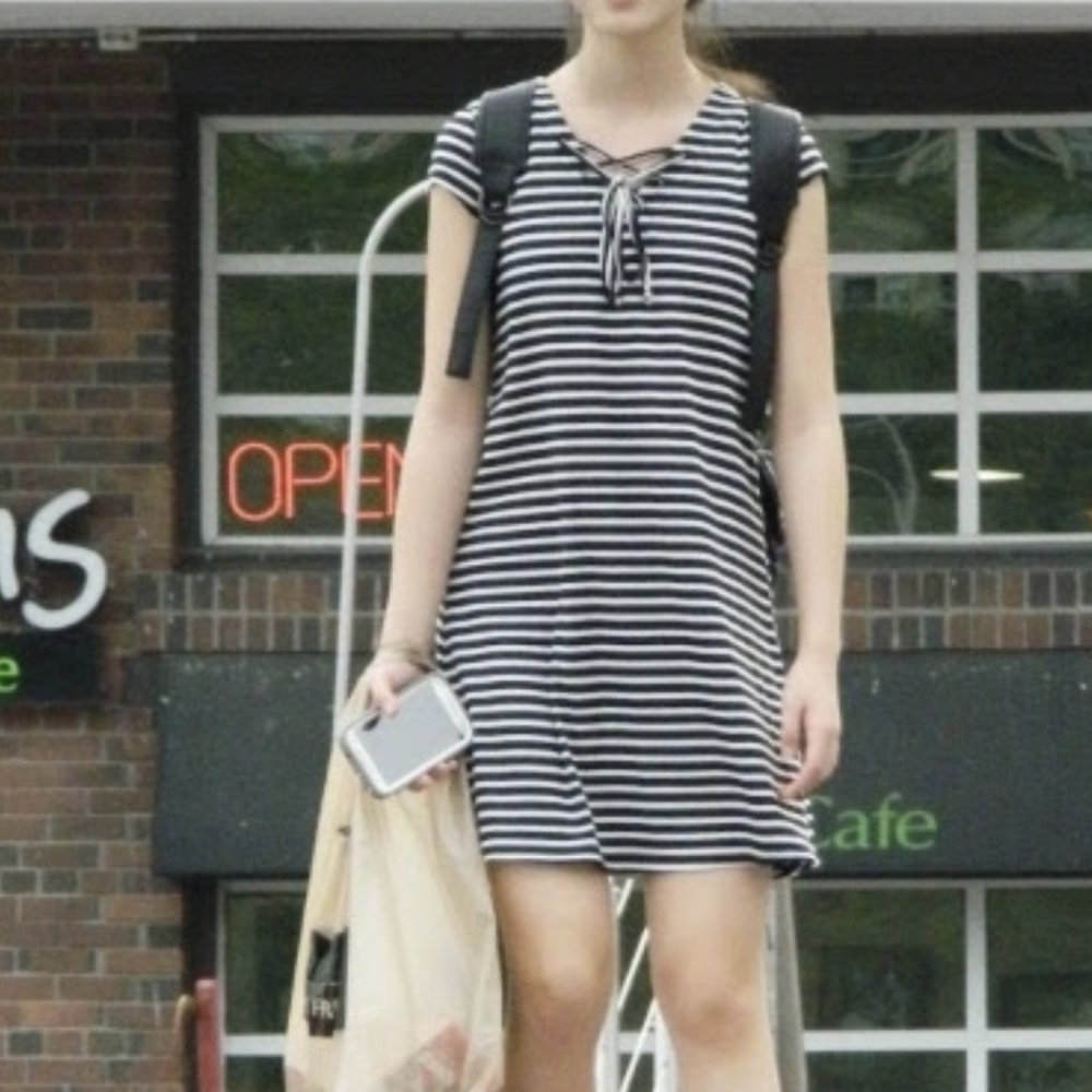 Black and white striped t shirt dress